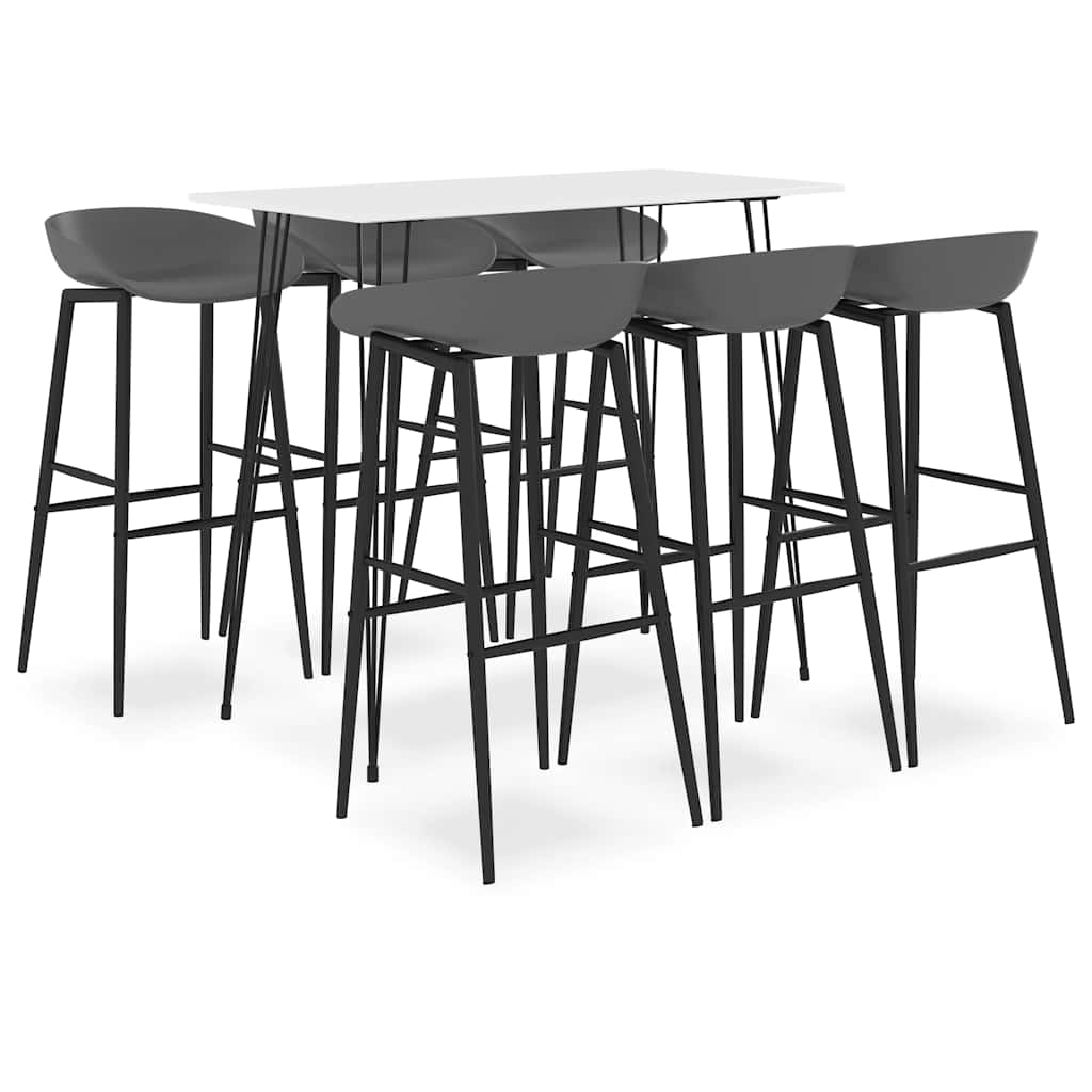 vidaXL 7 Piece Bar Set White and Grey 1