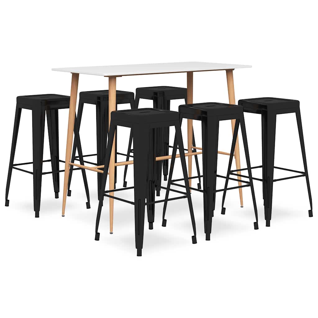 vidaXL 7 Piece Bar Set White and Black 1