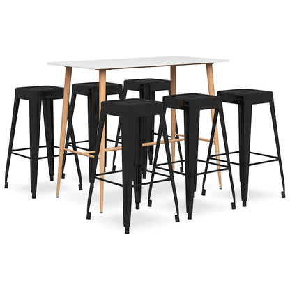 vidaXL 7 Piece Bar Set White and Black 1