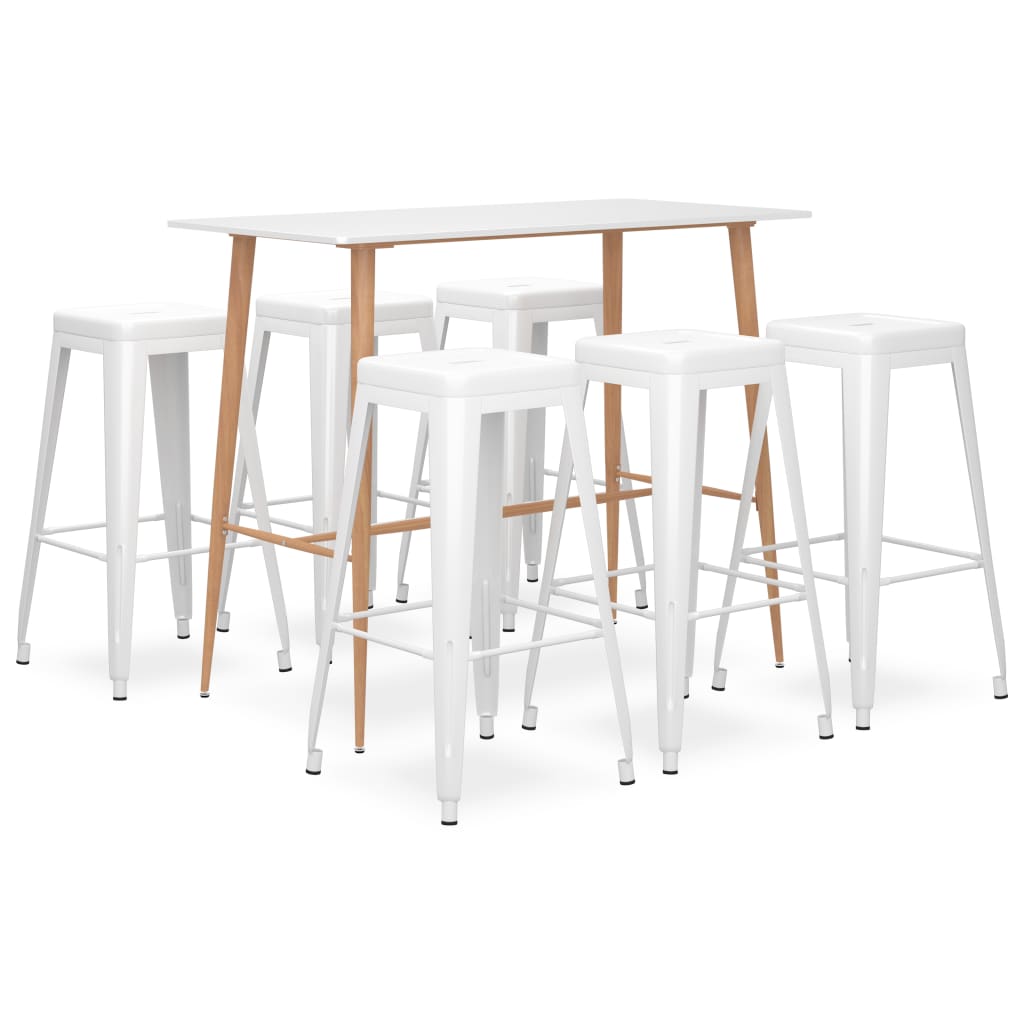 vidaXL 7 Piece Bar Set White 1