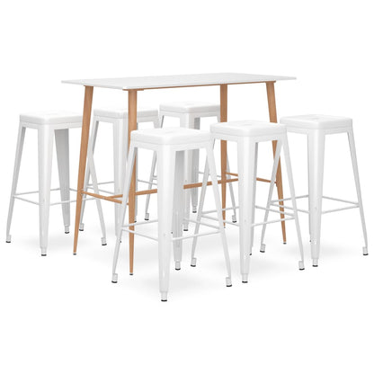 vidaXL 7 Piece Bar Set White 1