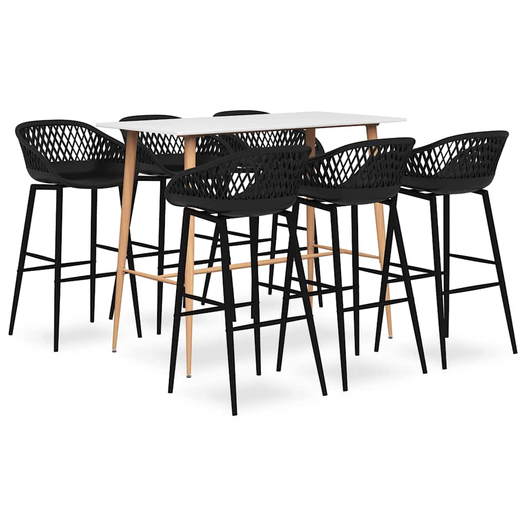 vidaXL 7 Piece Bar Set White and Black 1