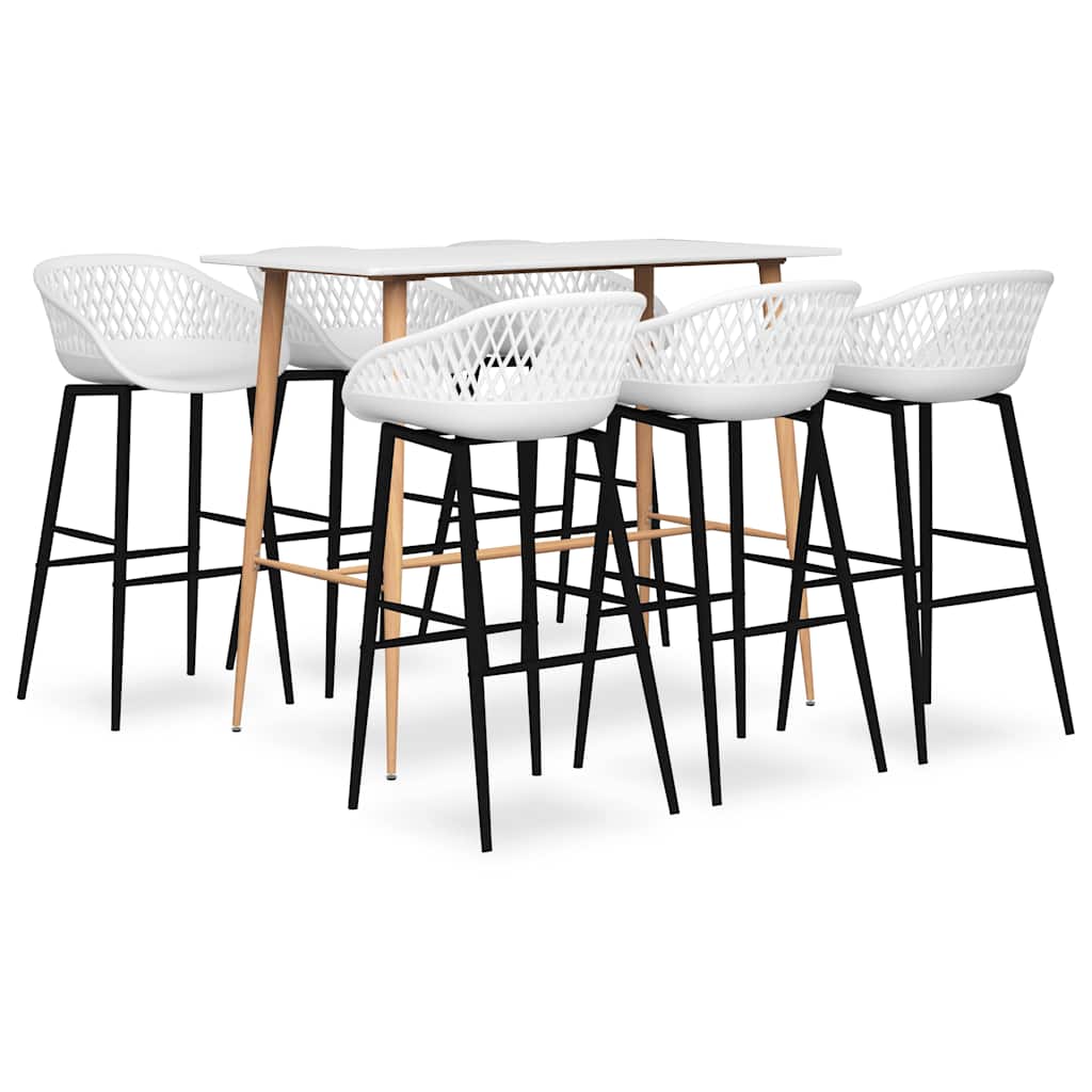 vidaXL 7 Piece Bar Set White 1