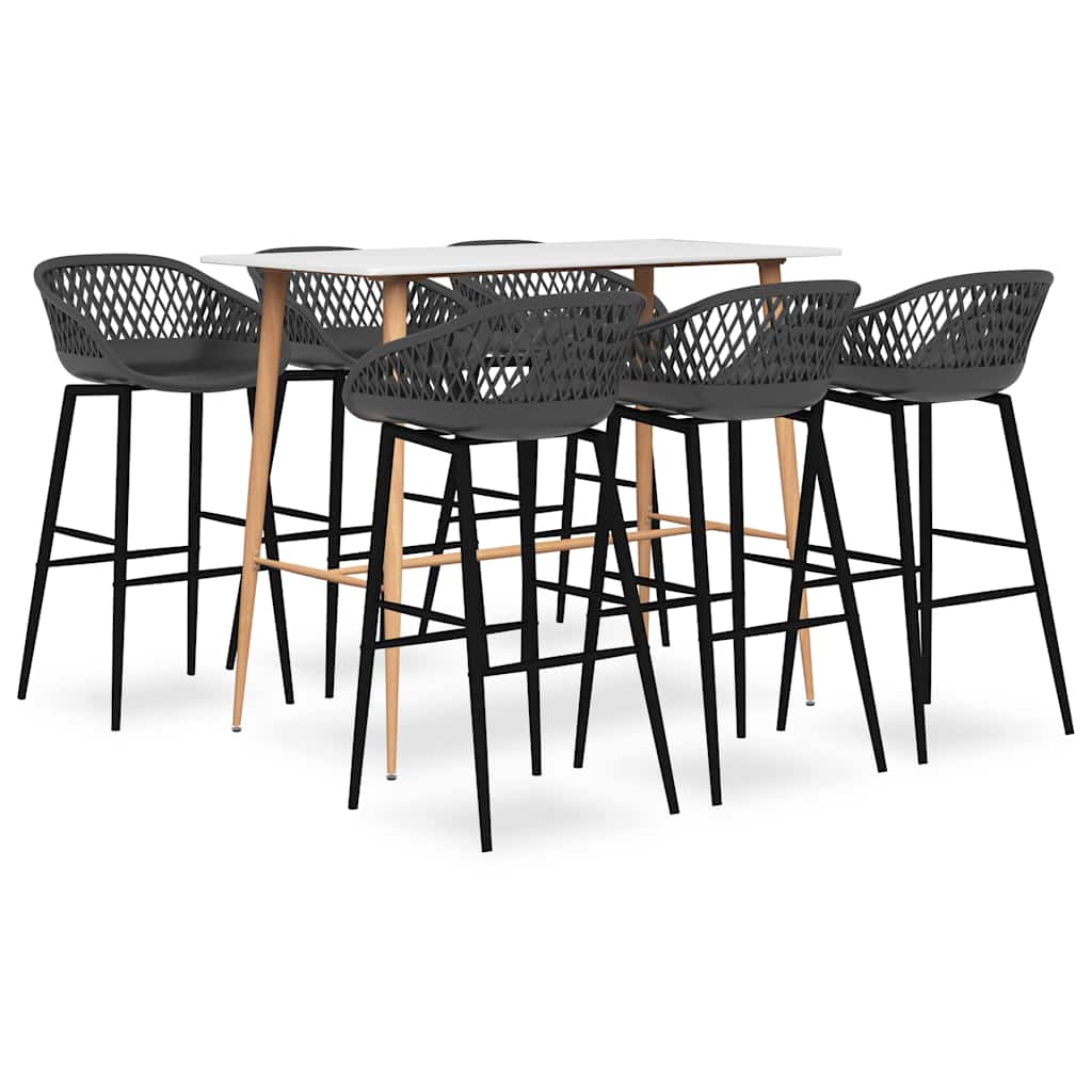 vidaXL Bar Set | White and Grey | MDF, Metal, PP | Standard | Ergonomic 1