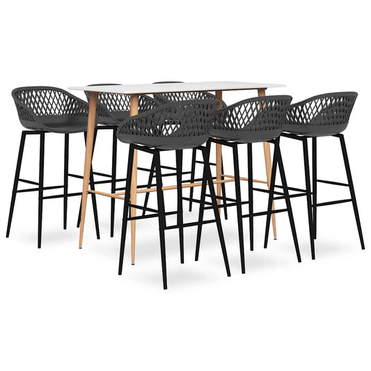 vidaXL Bar Set | White and Grey | MDF, Metal, PP | Standard | Ergonomic 1