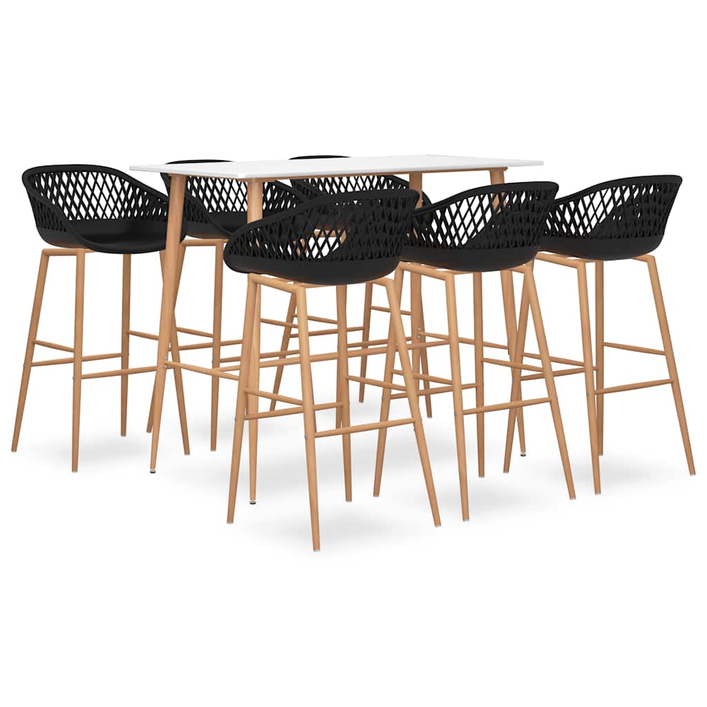 vidaXL 7 Piece Bar Set White and Black 1