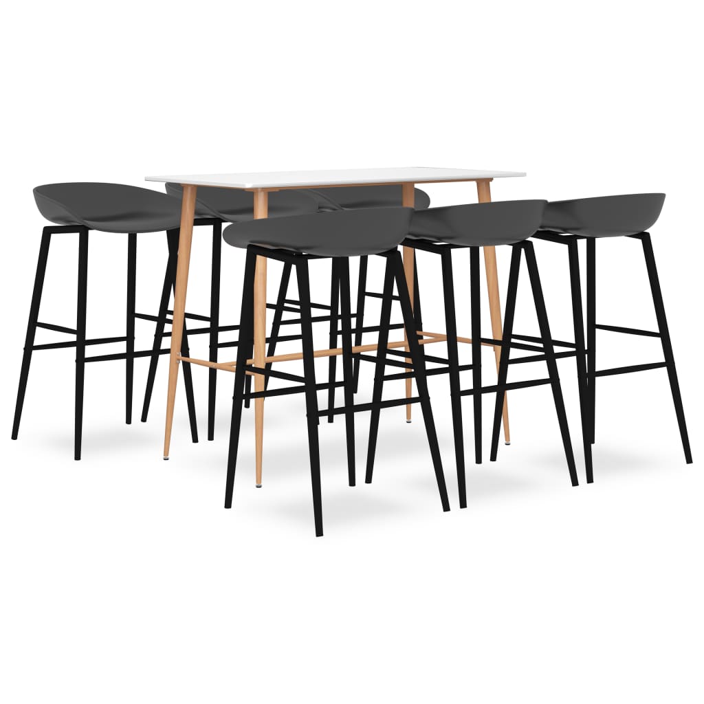 vidaXL 7 Piece Bar Set White and Grey 1