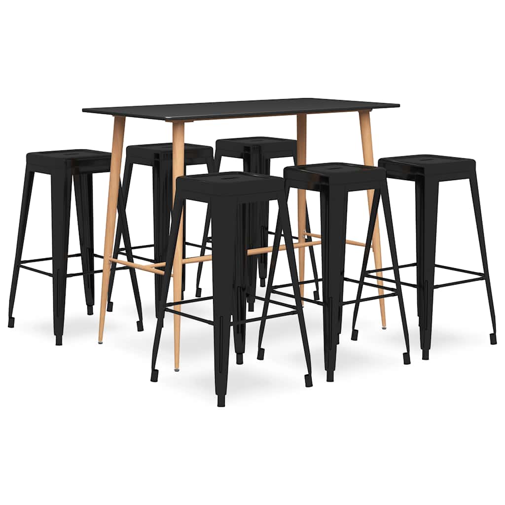 vidaXL 7 Piece Bar Set Black 1