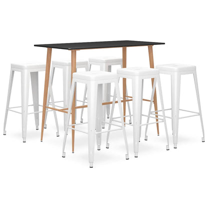 vidaXL 7 Piece Bar Set Black and White 1