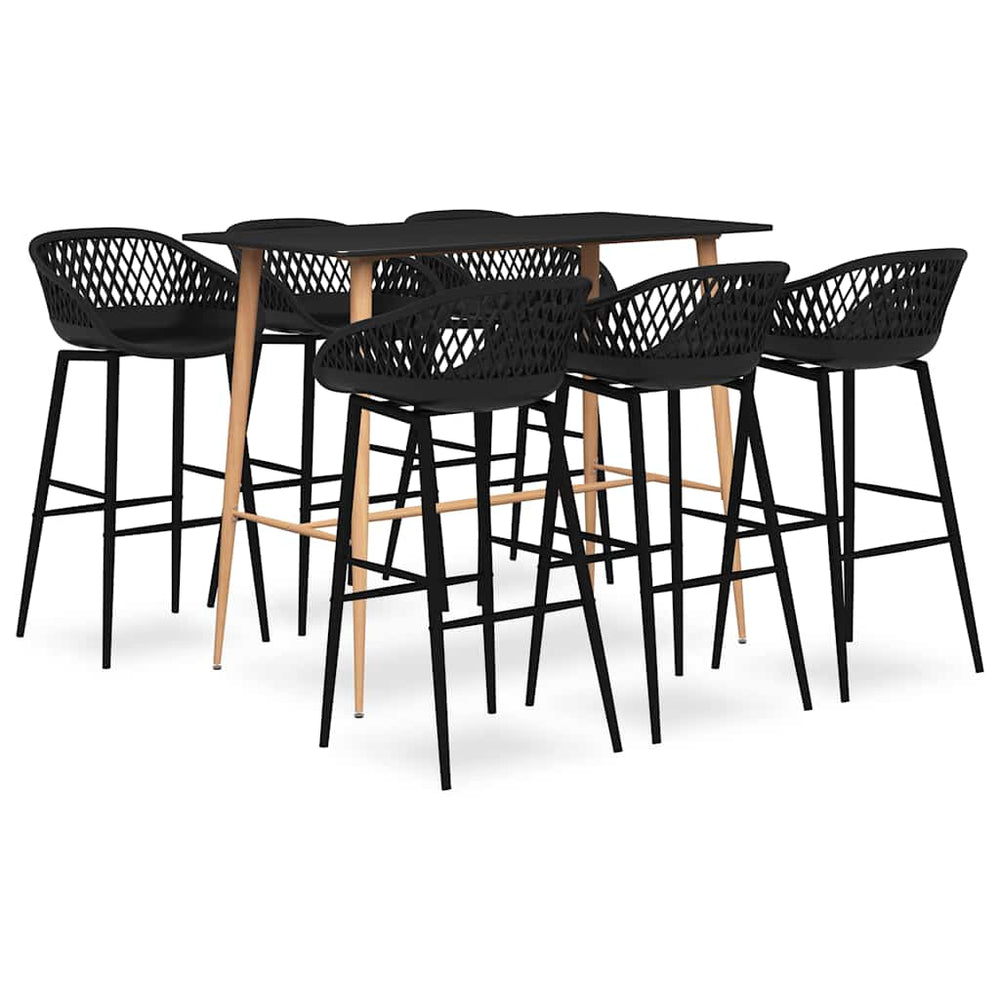 vidaXL 7 Piece Bar Set Black