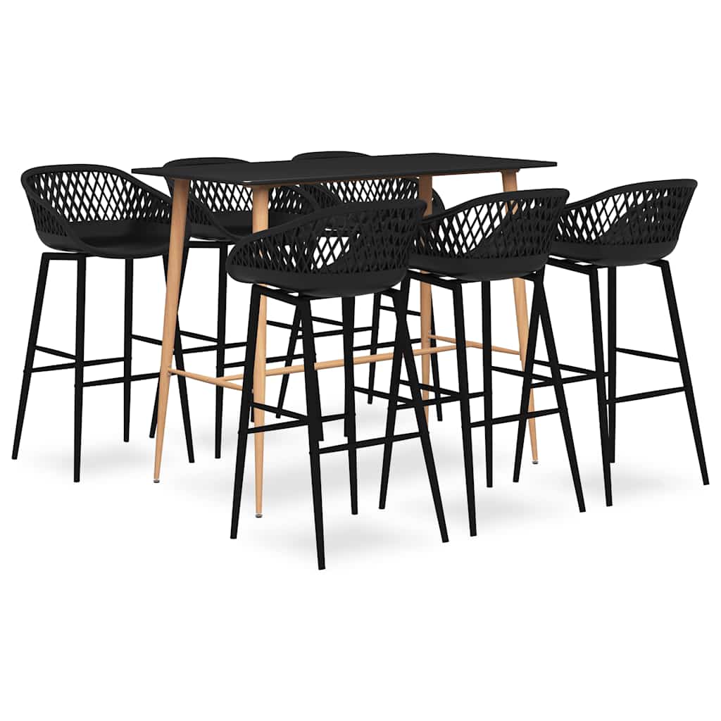 vidaXL 7 Piece Bar Set Black 1