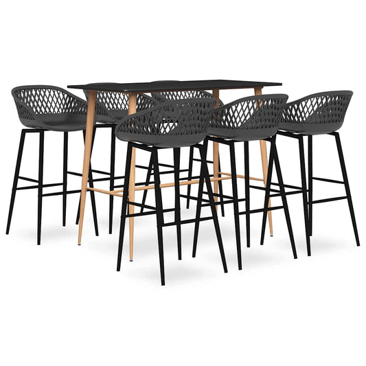 vidaXL Bar Set | Black and Grey | MDF | Standard | Durable | Bar Set 1