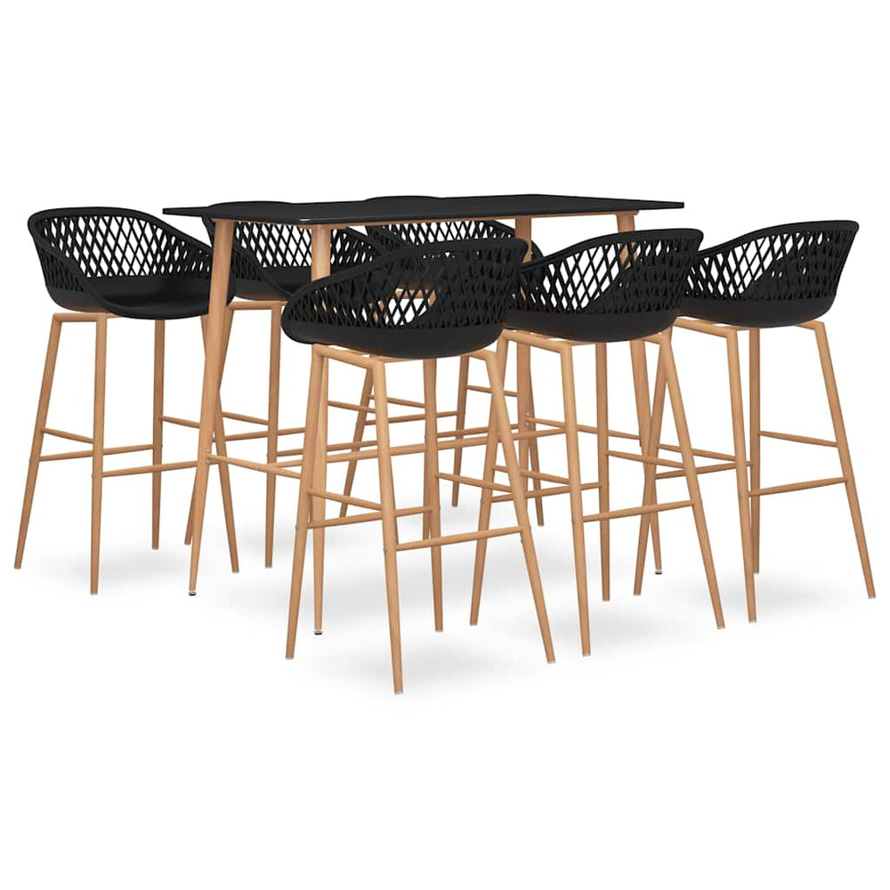 vidaXL 7 Piece Bar Set Black