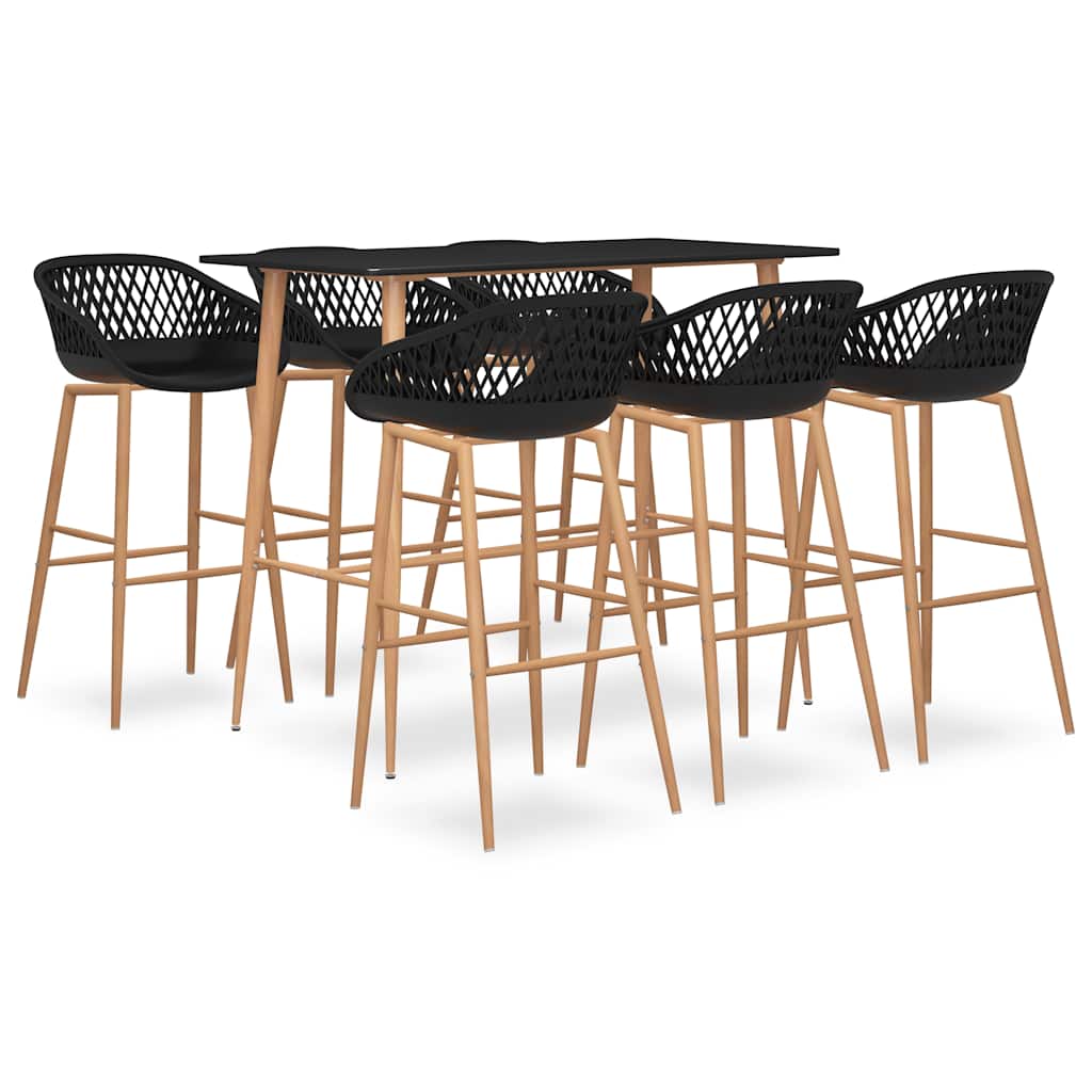 vidaXL 7 Piece Bar Set Black 1
