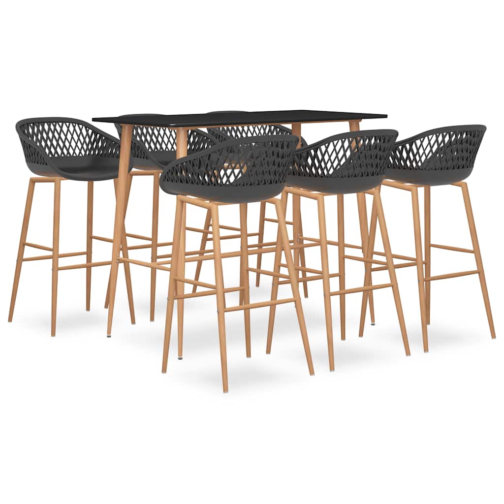 vidaXL Bar Set | Black, Grey | MDF, metal, PP | Ergonomic | Bar Set 1