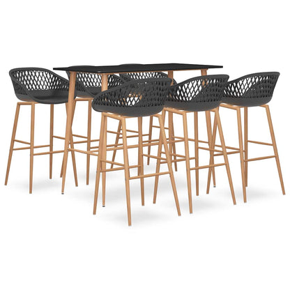 vidaXL Bar Set | Black, Grey | MDF, metal, PP | Ergonomic | Bar Set 1
