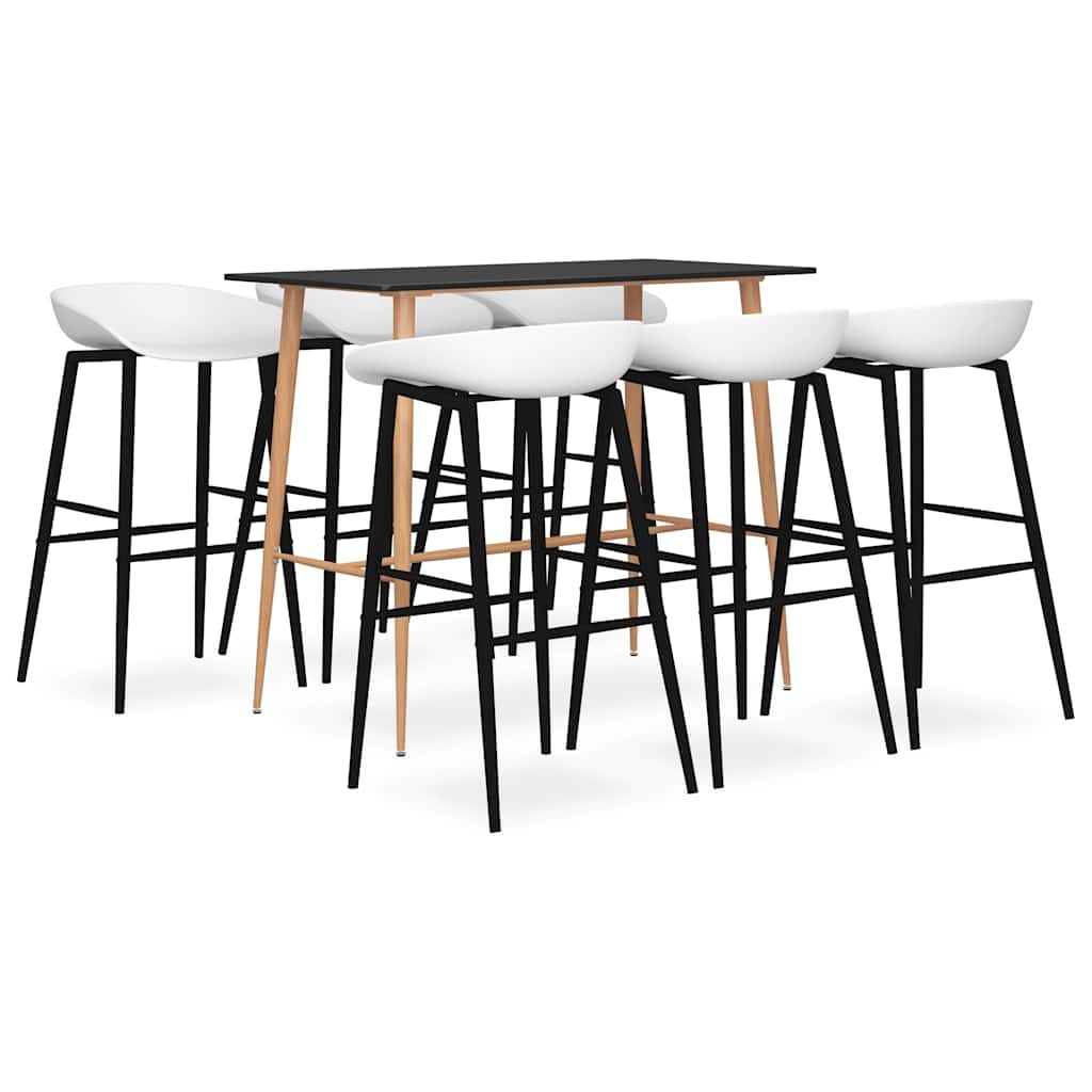 vidaXL 7 Piece Bar Set Black and White 1