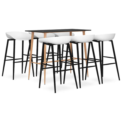 vidaXL 7 Piece Bar Set Black and White 1