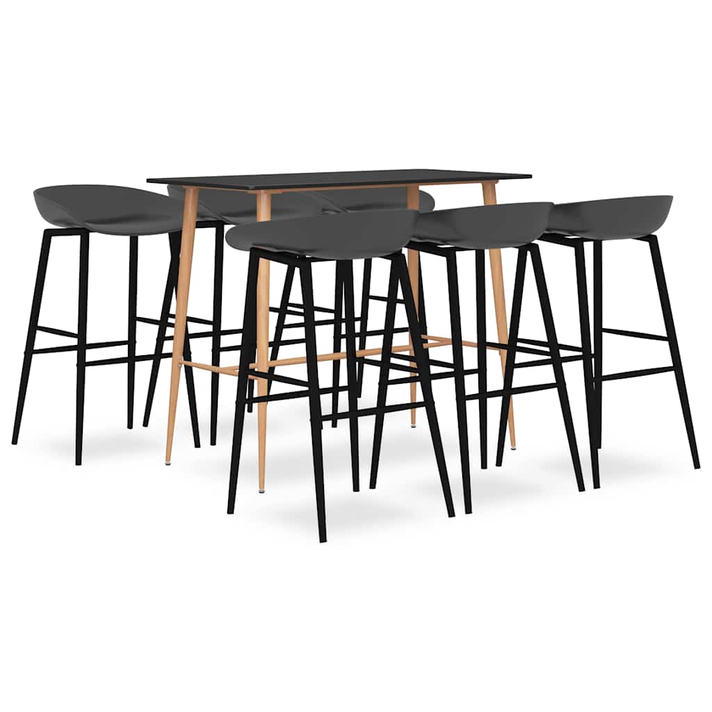 vidaXL 7 Piece Bar Set Black and Grey 1