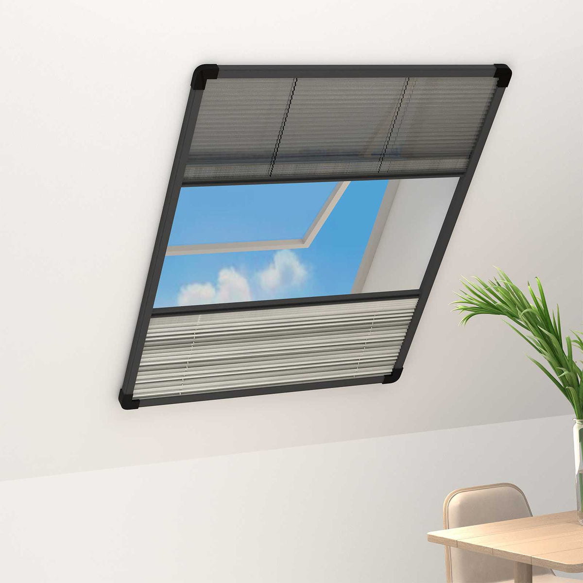 Plisse Insect Screen for Windows Aluminium with Shade Anthracite 120 cm