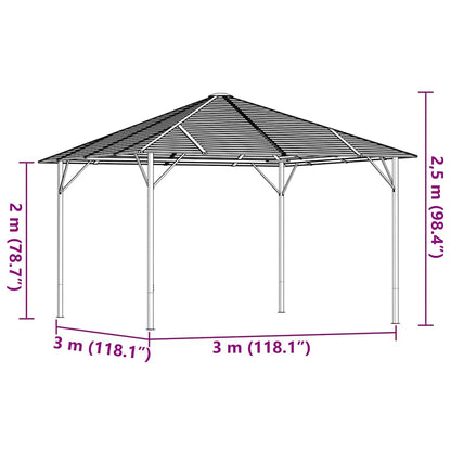 vidaXL Gazebo with Roof 3x3 m Anthracite 5