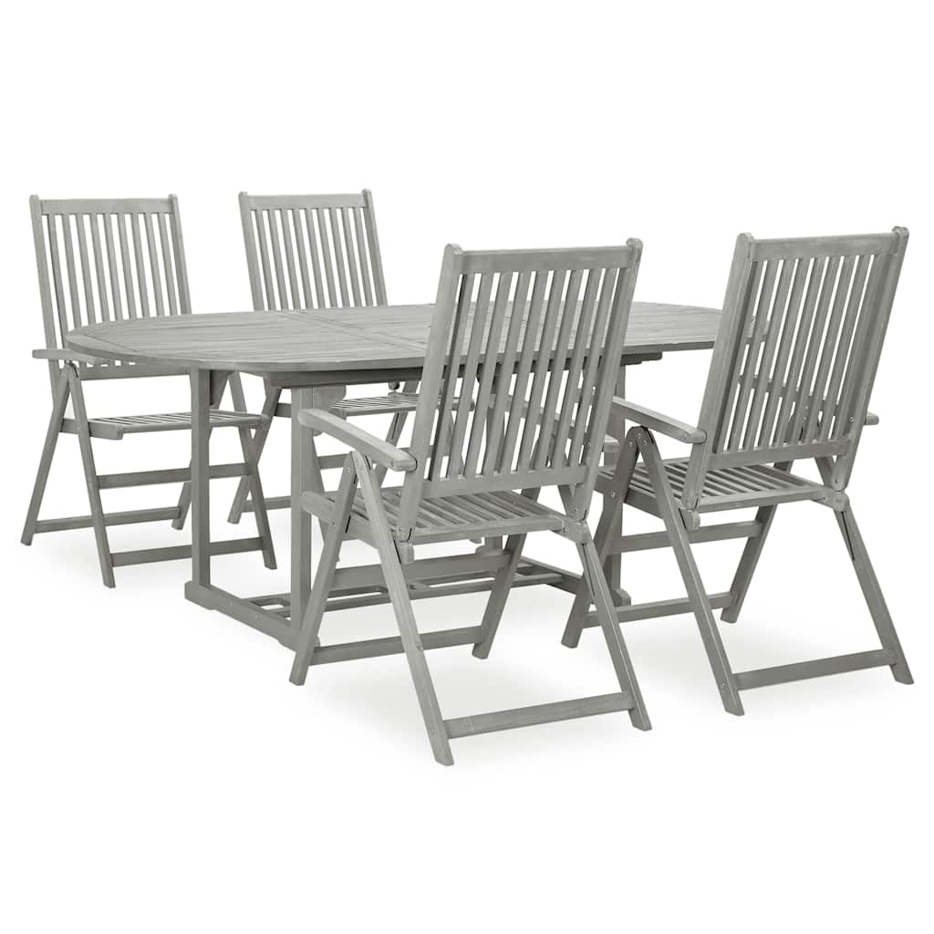 vidaXL 5 Piece Garden Dining Set (150-200)x100 cm Grey 1