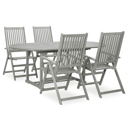 vidaXL 5 Piece Garden Dining Set (150-200)x100 cm Grey 1