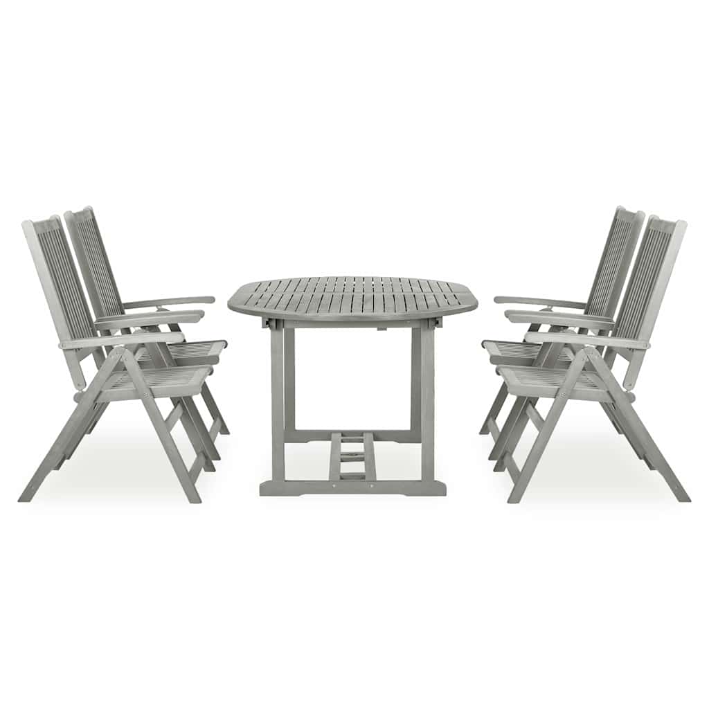 vidaXL 5 Piece Garden Dining Set (150-200)x100 cm Grey 2