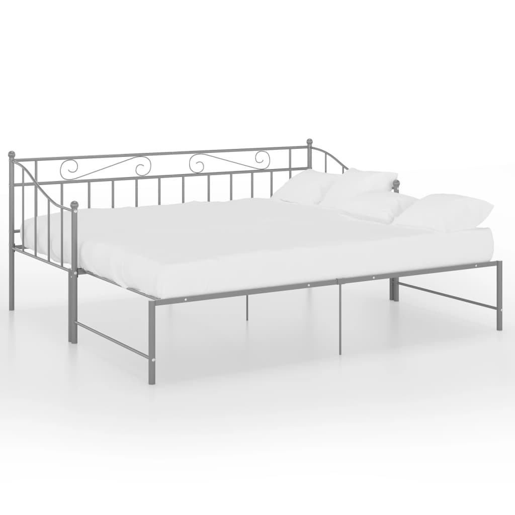 vidaXL Pull-out Sofa Bed Frame Grey Metal 90x200 cm