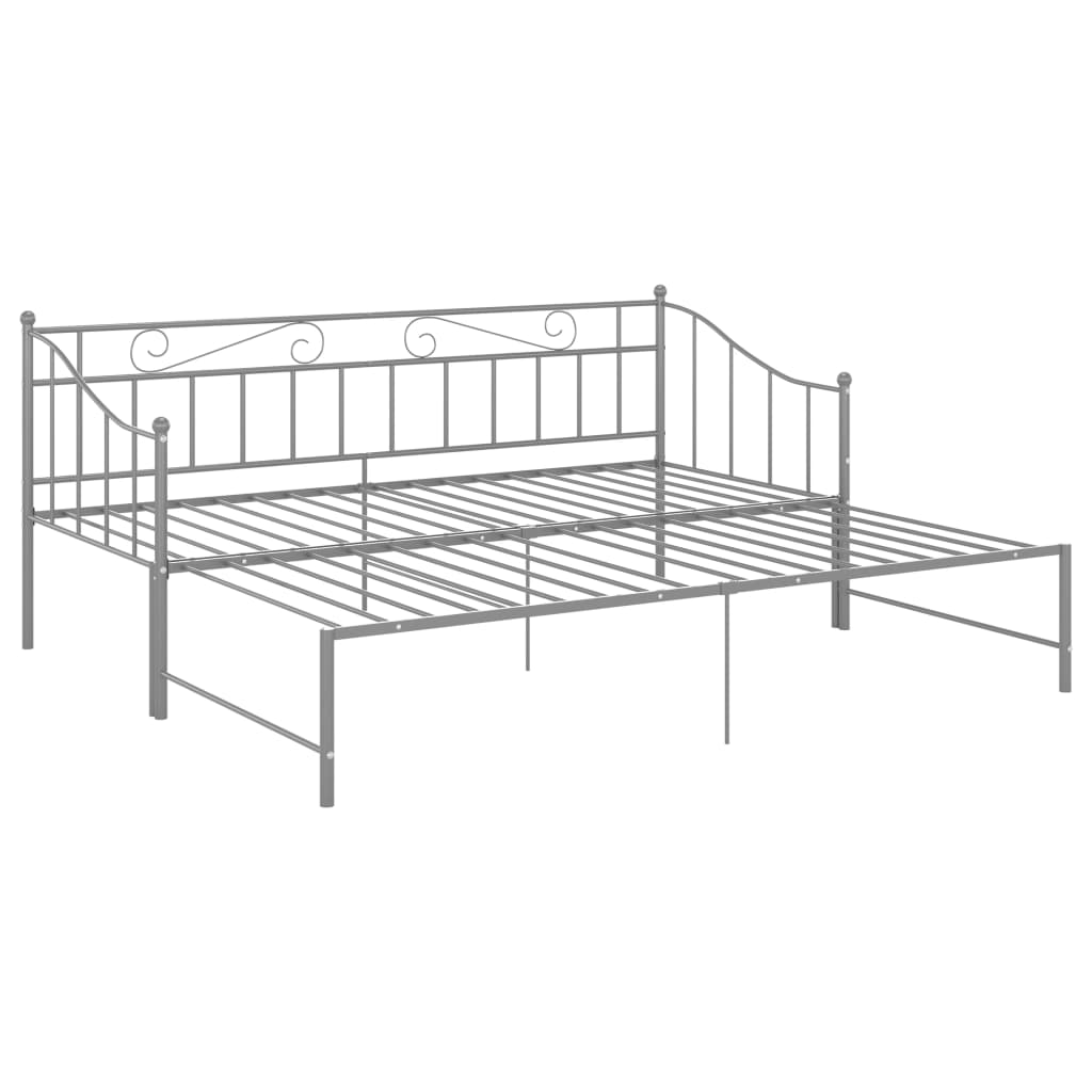 vidaXL Pull-out Sofa Bed Frame Grey Metal 90x200 cm