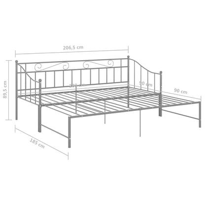 vidaXL Pull-out Sofa Bed Frame Grey Metal 90x200 cm