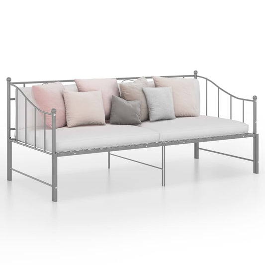 vidaXL Pull-out Sofa Bed Frame Grey Metal 90x200 cm