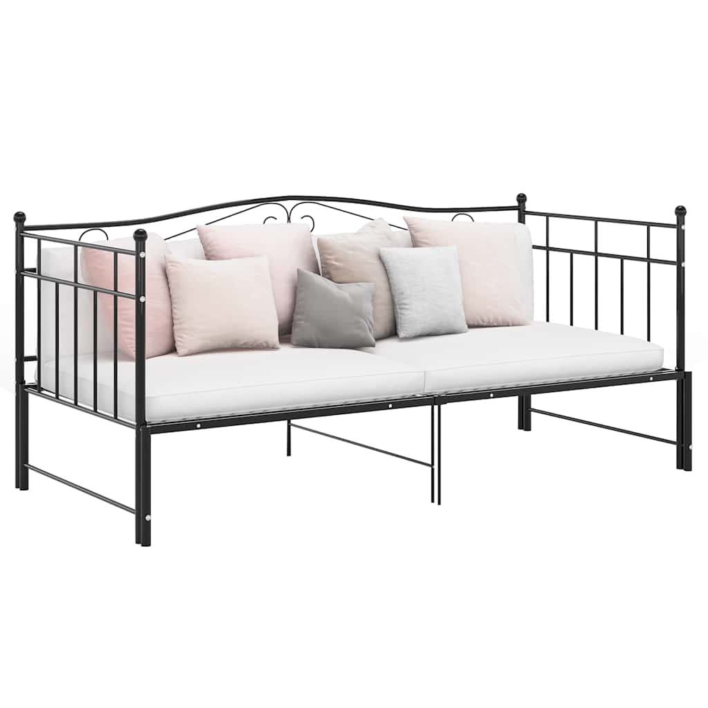 Pull-out Sofa Bed Frame without Mattress Metal 90x200 cm Black