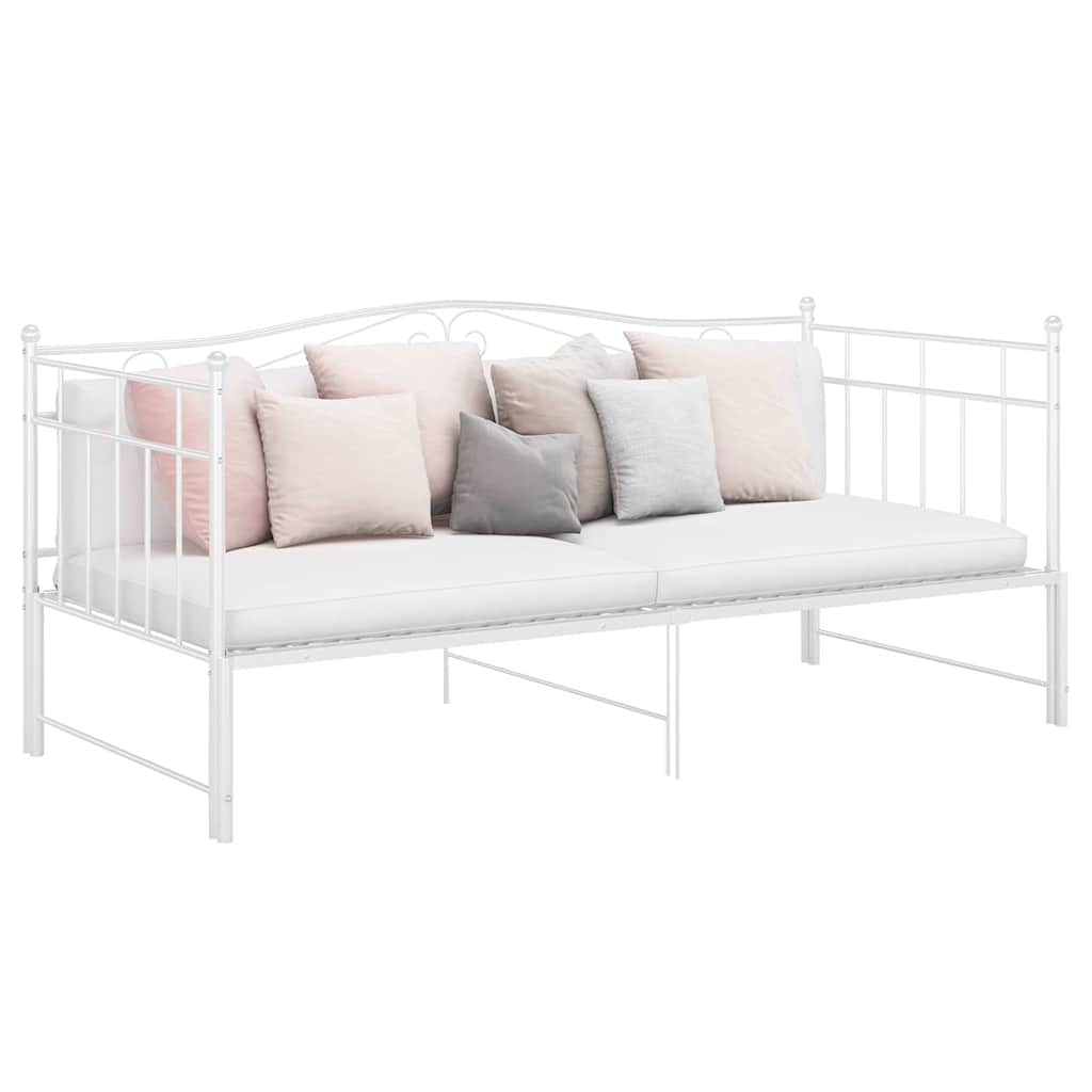 Pull-out Sofa Bed Frame without Mattress Metal 90x200 cm White