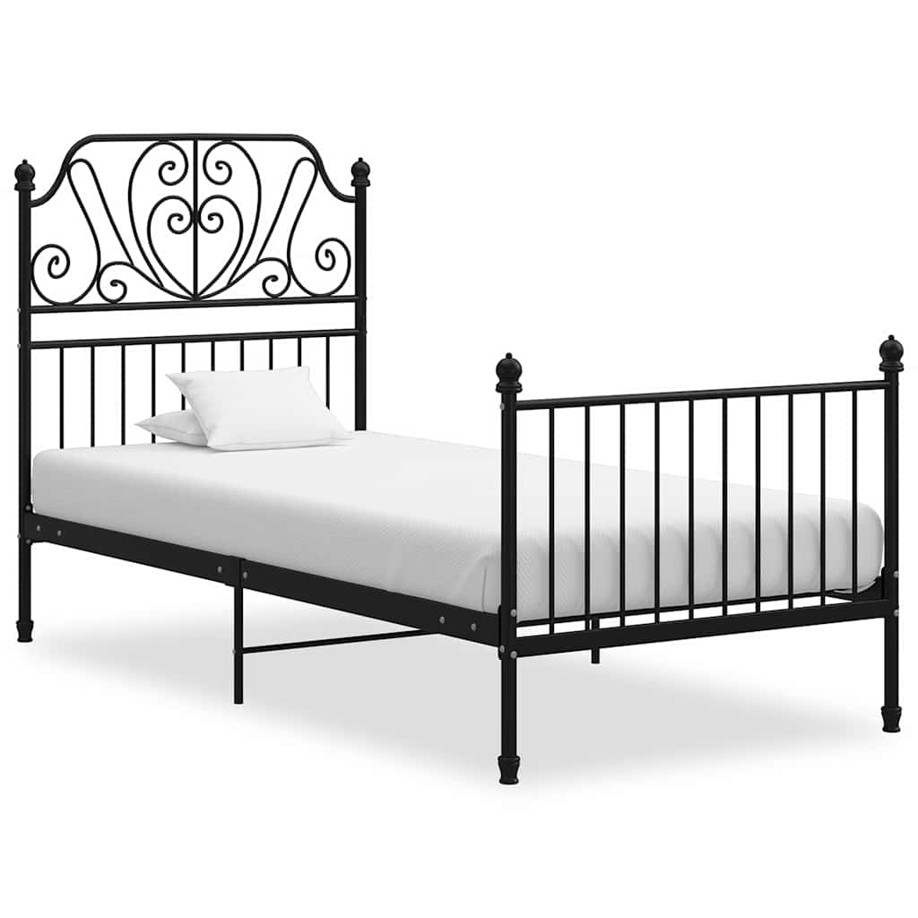 Bed Frame without Mattress Metal Black 100 x 200 cm