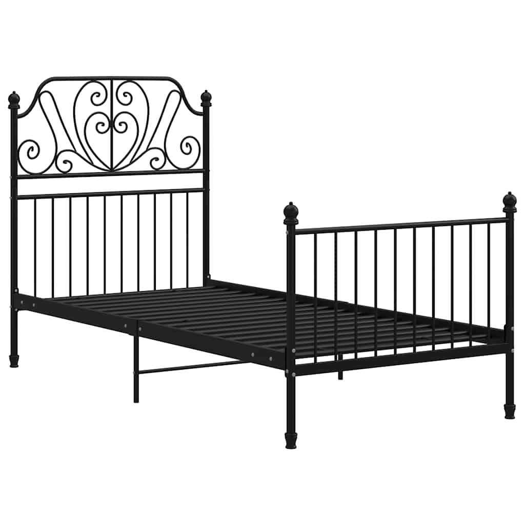 Bed Frame without Mattress Metal Black 100 x 200 cm