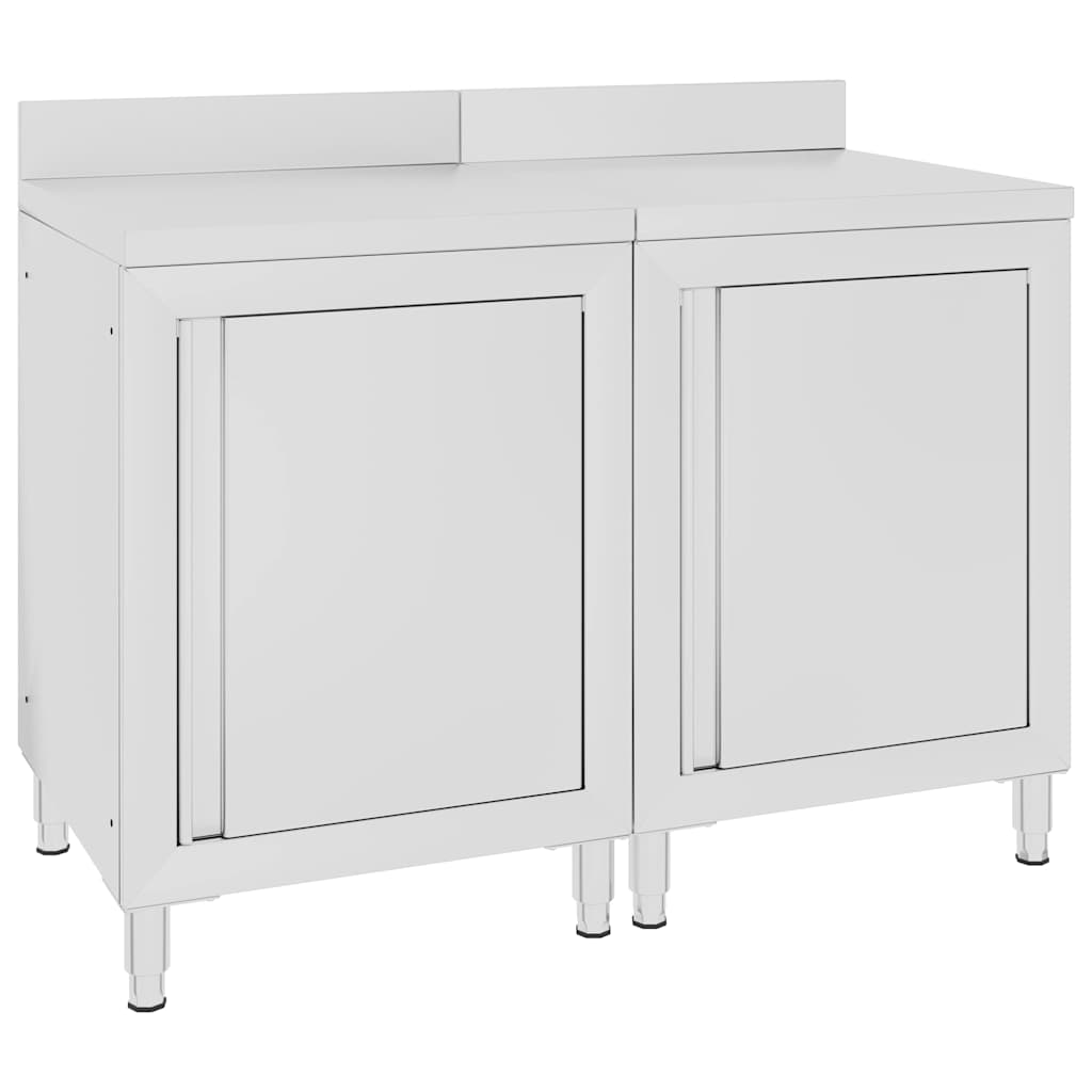vidaXL Commercial Work Table Cabinet 120x60x96 cm Stainless Steel 1