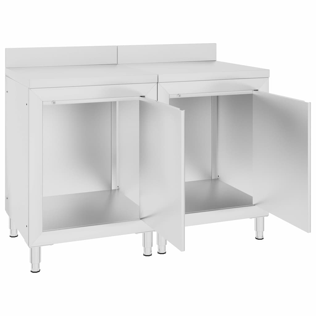 vidaXL Commercial Work Table Cabinet 120x60x96 cm Stainless Steel 2