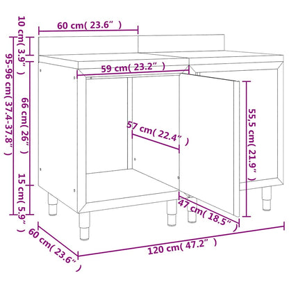 vidaXL Commercial Work Table Cabinet 120x60x96 cm Stainless Steel 5