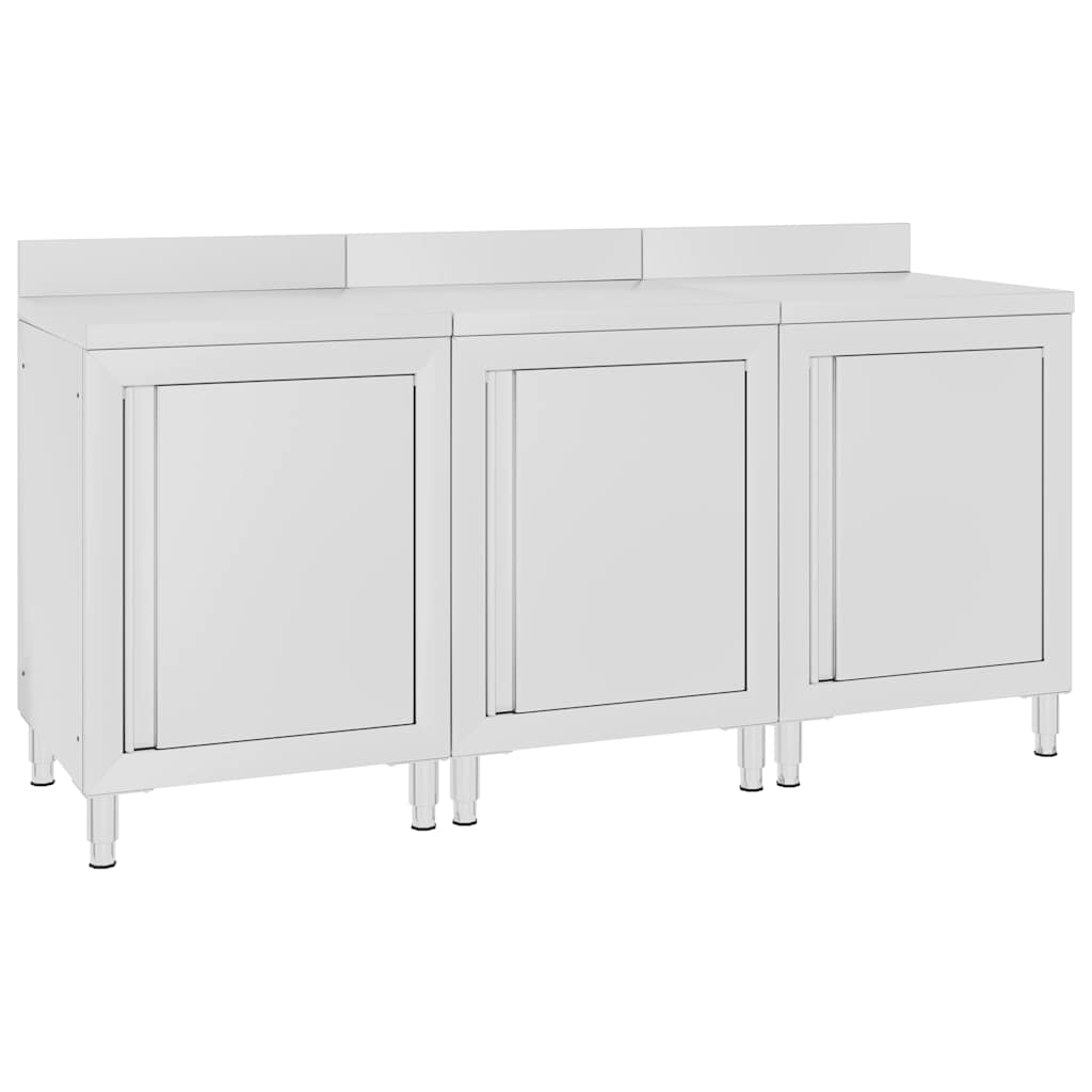 Commercial Work Table Cabinet Stainless Steel 180 x 60 x 96 cm