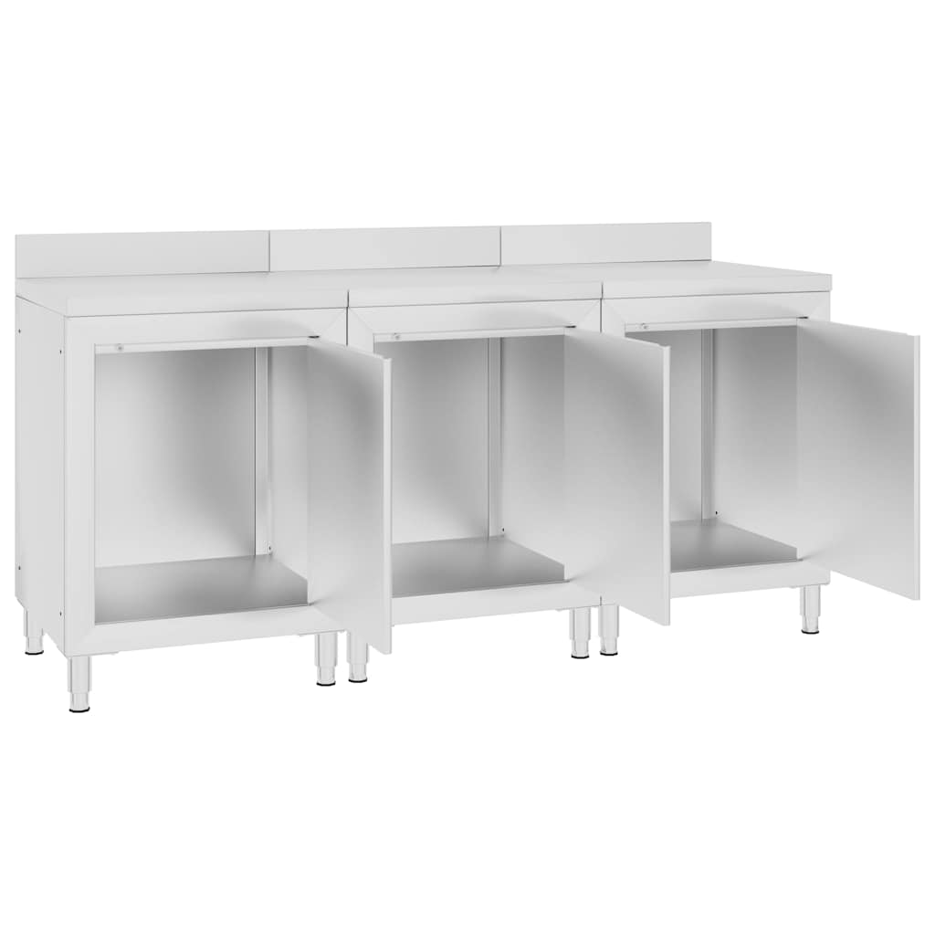Commercial Work Table Cabinet Stainless Steel 180 x 60 x 96 cm
