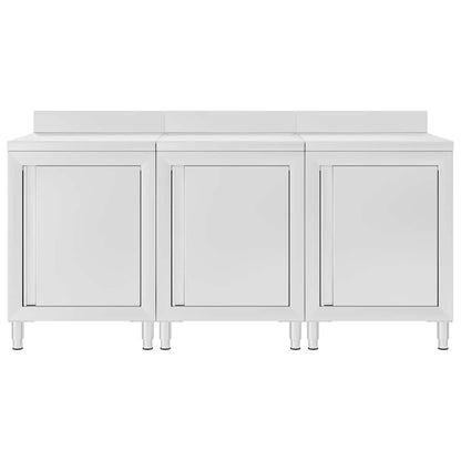 Commercial Work Table Cabinet Stainless Steel 180 x 60 x 96 cm