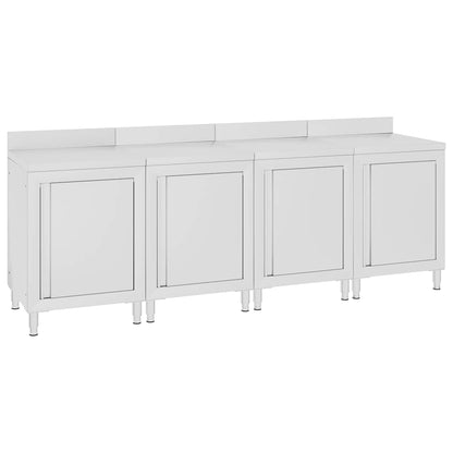 vidaXL Commercial Work Table Cabinet 240x60x96 cm Stainless Steel 1