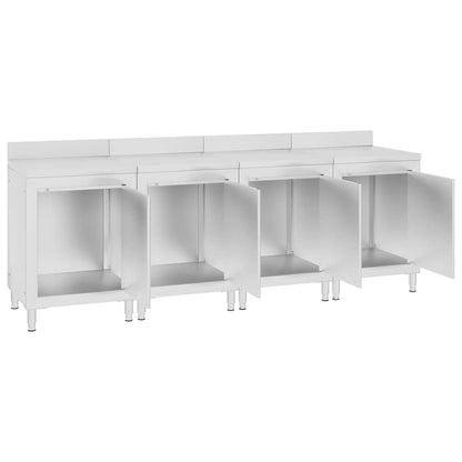 vidaXL Commercial Work Table Cabinet 240x60x96 cm Stainless Steel 2