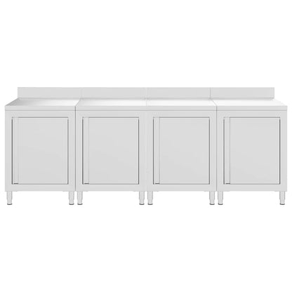 vidaXL Commercial Work Table Cabinet 240x60x96 cm Stainless Steel 3