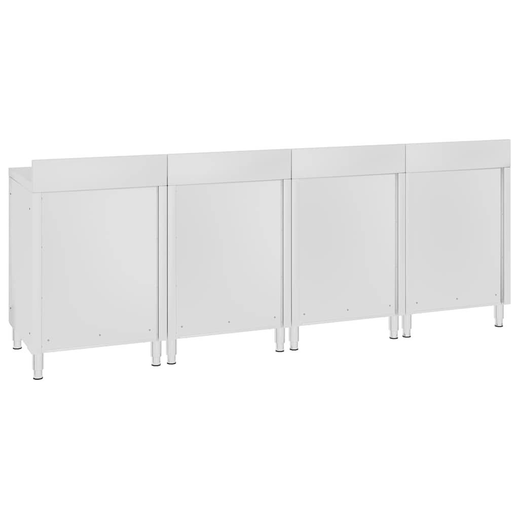 vidaXL Commercial Work Table Cabinet 240x60x96 cm Stainless Steel 4