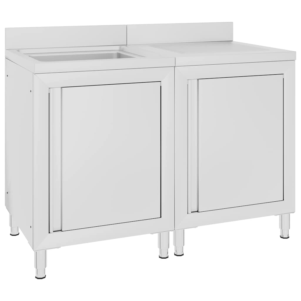 vidaXL Commercial Kitchen Sink Cabinet Stainless Steel 120x60x96 cm 1