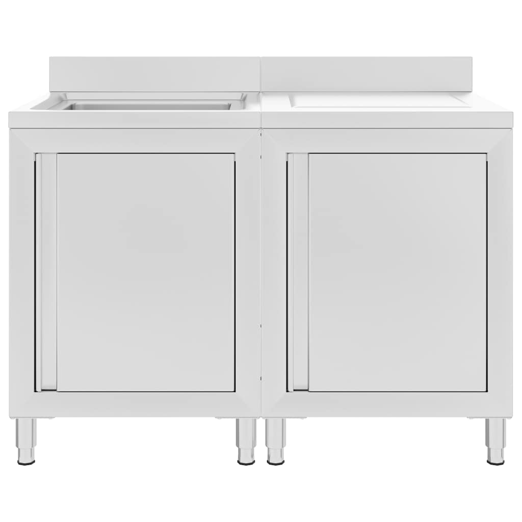 vidaXL Commercial Kitchen Sink Cabinet Stainless Steel 120x60x96 cm 2