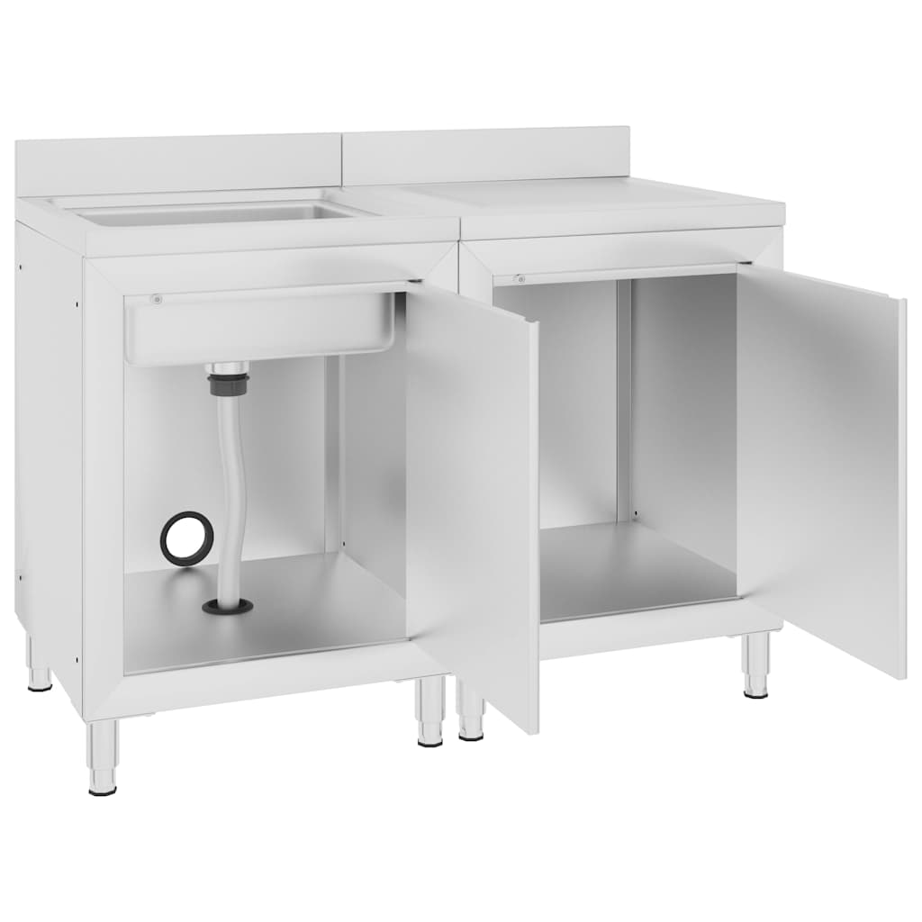 vidaXL Commercial Kitchen Sink Cabinet Stainless Steel 120x60x96 cm 3