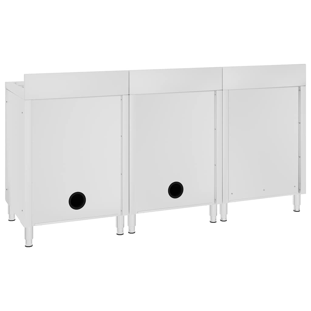 vidaXL Commercial Kitchen Sink Cabinet 180x60x96 cm Stainless Steel 5